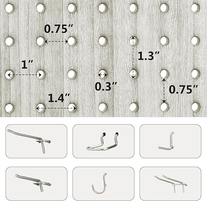 6 Panel Pegboard Room Divider, 5.6Ft Pegboard Display Folding Privacy Screens, Wood Room Divider Peg Board Display Freestanding for Trade Show Craft Show Home Wall Organizer, Retro White-Ruum Studio Home