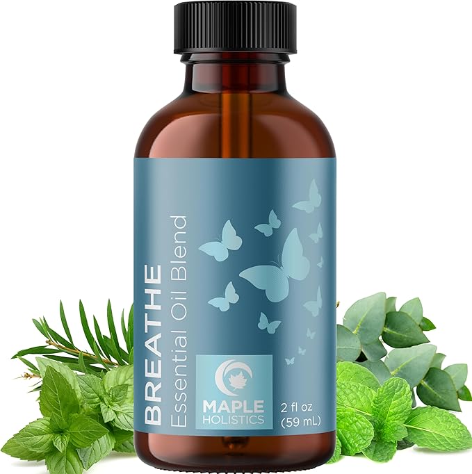 Breathe Essential Oil for Diffuser - Invigorating and Refreshing Breathe Essential Oil Blend with Eucalyptus Peppermint Tea Tree and Mint for Diffusers for Home and Shower Aromatherapy (2 Fl Oz)-Ruum Studio Home