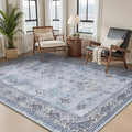 AMOAMI-Vintage Area Rug 3x5 Blue Rugs for Living Room-Soft Washable Rug Non Slip Entryway Rug Indoor Vintage Throw Accent for Bedroom Laundry Room Dining Bathroom Bedside-Ruum Studio Home