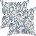 CXMEIFLY Spring Pillow Covers 18 x 18 Inch Set of 2 for Navy Blue Chinoiserie Flowers Bird Decor Throw Pillows Vintage Floral Plant Outdoor Decorative Cushion Cases for Couch Bed Decorations-Ruum Studio Home