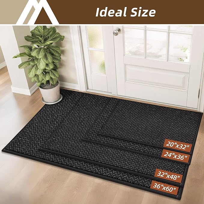 COSY HOMEER-Door-Mat 36"x60" Non Slip Absorbent Entryway Rugs Dirt Trapper Doormats Washable Entrance Mats Low Pile Welcome Floor Mat for Front Back Door and Entry Mats,Black-Ruum Studio Home
