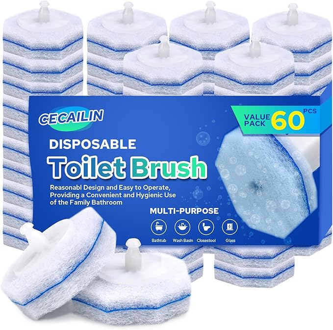Cecailin® 60pcs Disposable Toilet Brush. Bathroom Cleaning. Disposable Bowl Cleaners Compatible with Most Toilet Brushes-Ruum Studio Home