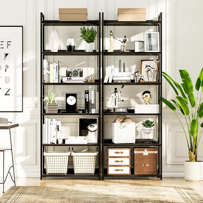 NUMENN Bookshelf, 6 Tier Bookshelves, Home Office Bookcase Shelf Storage Organizer, Free Standing Storage Shelving Unit for Bedroom, Living Room and Home Office, Black-Ruum Studio Home