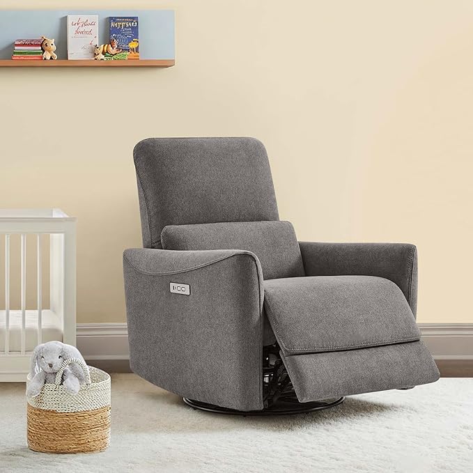 CHITA Power Recliner Chair Swivel Glider, FSC Certified Fabric Living Room Reclining Sofa Chair with Lumbar Support, Metal Grey-Ruum Studio Home
