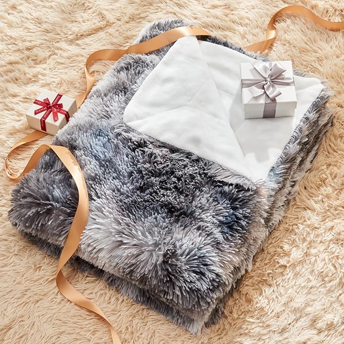 GONAAP Fuzzy Faux Fur Throw Blanket Tie-dye Marble Black Super Soft Cozy Plush Fuzzy Shaggy Blanket for Couch Sofa Bed (Tie-dye Marble Black, Throw(50"x60"))-Ruum Studio Home