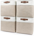 13x13 Cube Storage Bins, Collapsible Fabric Storage Box, 4 Pack Closet Baskets with Handles for Organizing, Shelf, Toys, Clothes, Home, Office, Nursery (Beige&White)-Ruum Studio Home