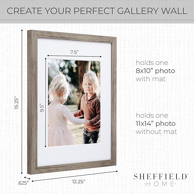 Sheffield Home 9 Piece Gallery Wall Frame Set, 11x14 Inch, Natural-Ruum Studio Home