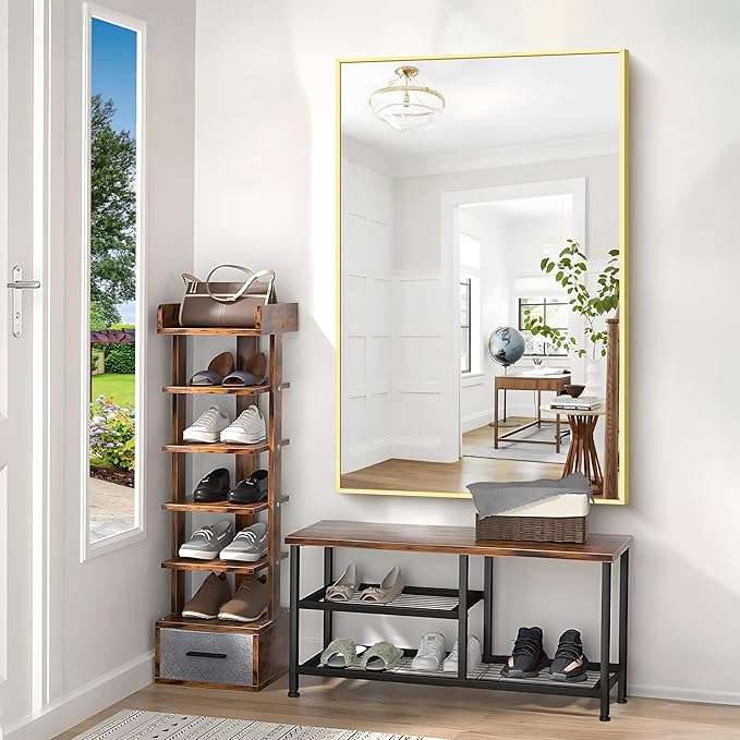 40x60inch Gold Bathroom Mirror, Gold Rectangle Mirror with Frame, Large Rectangular Wall Mirrors for Bathroom, Living Room, Hair Salon, Big Farmhouse Mirror Hang Horizontal/Vertical-Ruum Studio Home