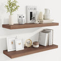 Fun Memories Floating Shelves for Wall, 32 Inch Rustic Wood Wall Mounted Shelves for Bathroom, Bedroom, Kitchen, Living Room, Deep Floating Shelves for Storage & Home Decor (Walnut, Set of 2)-Ruum Studio Home