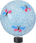 Gazing Ball 8 Inch Butterfly Glass Mosaic Garden Globe Outdoor Gazing Globe Yard Ornament for Garden Yard Home Lawn Outdoor Decoration Gift for Women (Not Solar Powered)-Ruum Studio Home