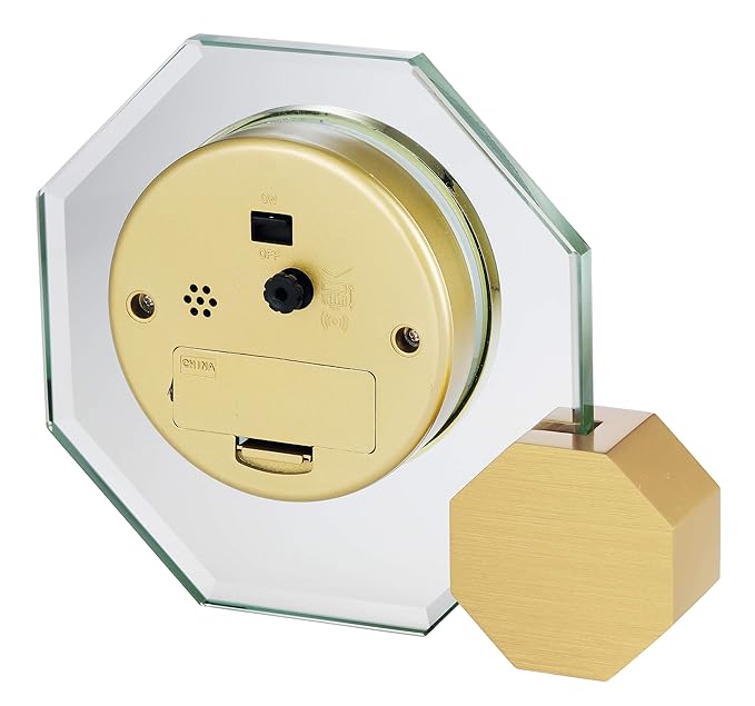 Howard Miller Danson Tabletop Clock – Premium Decorative Aluminum Base Clock with Octagon Glass Design Modern Alarm Clock Quartz Movement Roman Numeral Dial & Gold Tone Bezel for Elegant Home Decor-Ruum Studio Home
