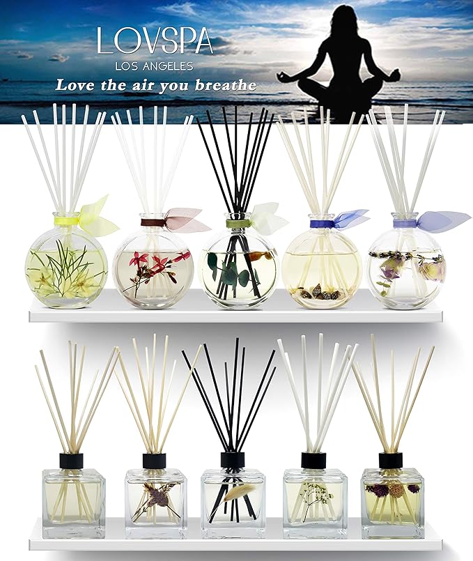 LOVSPA Reed Diffuser Set, Lavender Vanilla Scented Oil Diffuser with Sticks, Home Fragrance Accessories for Bathroom Shelf Decor, Aroma Diffusers for Home or Office Desk, USA Made-Ruum Studio Home