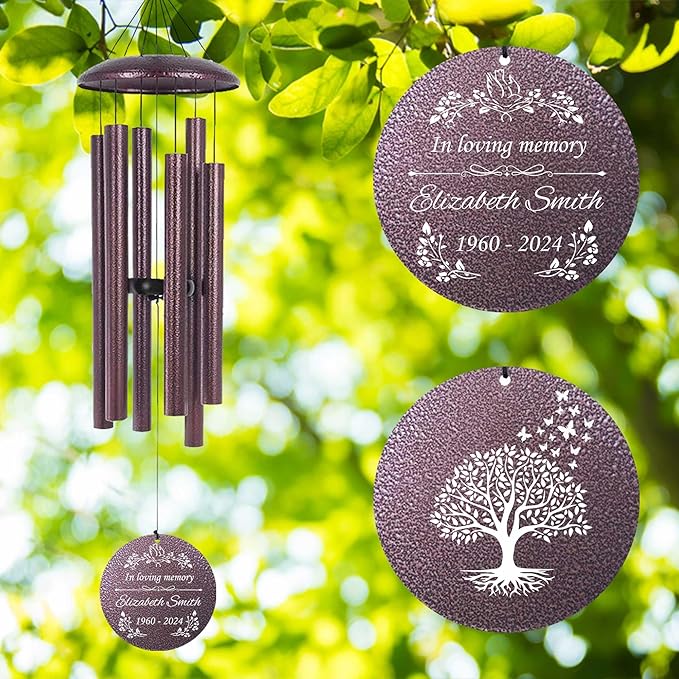 ASTARIN Memorial Wind Chimes Personalized, Bereavement Condolence Gifts for Loss of Mother Husband Wife, Customized Wind Chimes for Outside Deep Tone(Produced in USA)-Ruum Studio Home