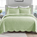 MarCielo 3-Piece 100% Cotton Oversized Bedspread Lightweight Quilt Coverlet Embroidery Farmhouse Bedding Set (TX Pale Green, Oversized Queen (100"x106"))-Ruum Studio Home