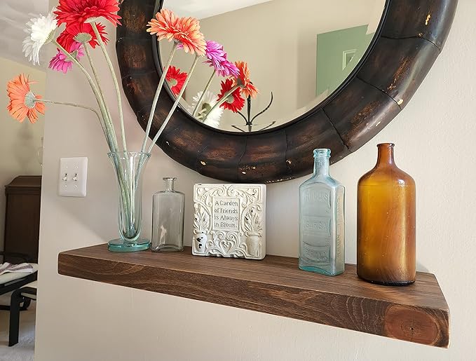 joelsantiques 30 Inch Floating Shelves - 30x8x2 in - Bathroom Shelves Over Toilet - Wall Mounted Floating Shelves Toilet Paper Storage Small Farmhouse Decor Shelf, Rustic Brown-Ruum Studio Home