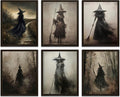 LANCHI95 6 Pcs 8x10in Vintage Rustic Witch Posters Halloween Wall Art Witch in The Forest Painting Prints Goth Dark Moody Wall Decor for Living Room Bedroom 8x10 in (UNFRAMED)-Ruum Studio Home