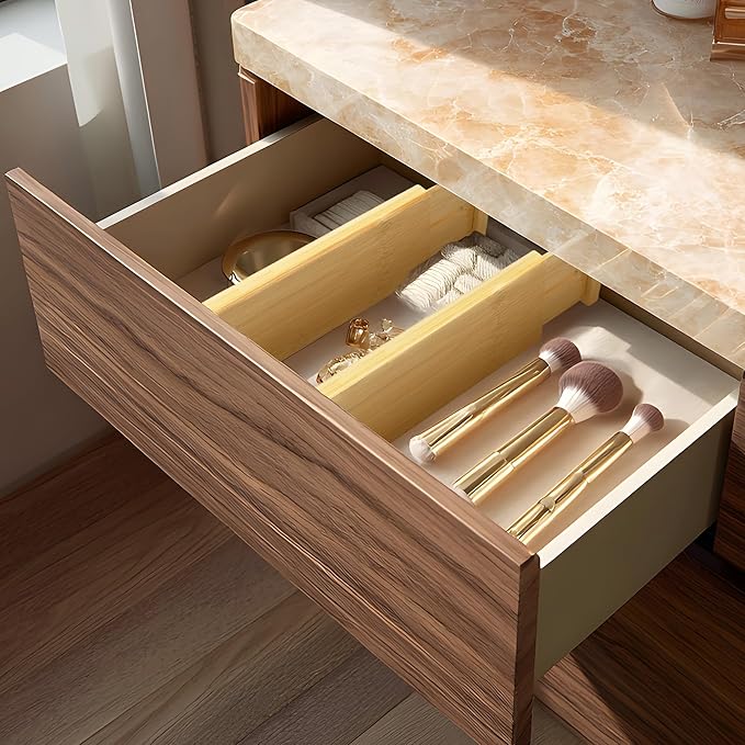 VaeFae 3 Pack Bamboo Drawer Dividers, 4" High Adjustable 11.9-17.1" Clothes Drawer Organizers, Expandable Separators for Bedroom/Bathroom/Kitchen/Office Storage-Ruum Studio Home