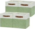 HNZIGE Fabric 11x11 Cube Storage Bins, Set of 4, Foldable Storage Cube Bin Baskets for Shelves with Handles, Bins for Cube Organizer Home Toy Nursery Closet(Green White)-Ruum Studio Home