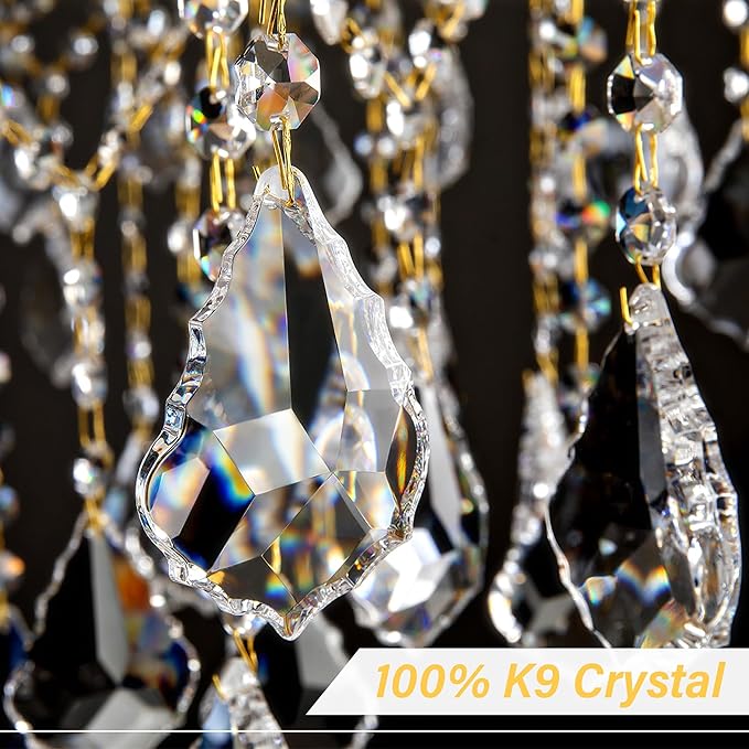 Modern Crystal Chandeliers, Gold Candle Chandelier -Luxury Chandelier Lighting Fixtures for Dining Room, Foyer, Staircase Hallway Living Room Entryway, 10 Lights-Ruum Studio Home