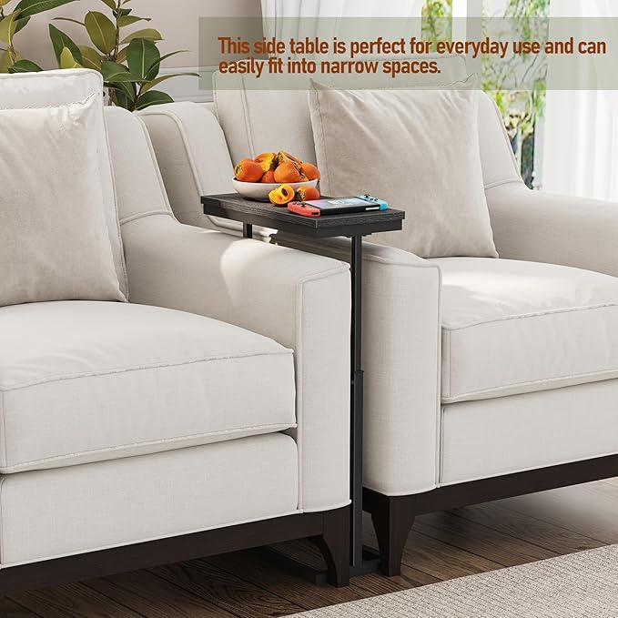 TUTOTAK End Table, Side Table, Tall Couch Table, Sofa Table, Living Room, Bedroom, Black TB01BK083