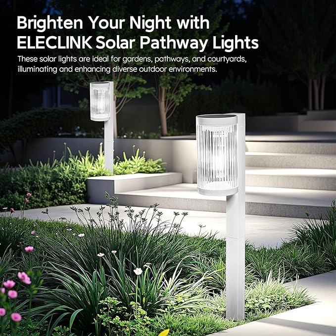 Solar Pathway Lights Outdoor, 6 Pack Upgraded Outdoor Solar Lights for Outside Super Bright Up to 12Hrs, IP65 Waterproof Solar Garden Lights for Yard Landscape Path Walkway Decoration(Cool White)-Ruum Studio Home