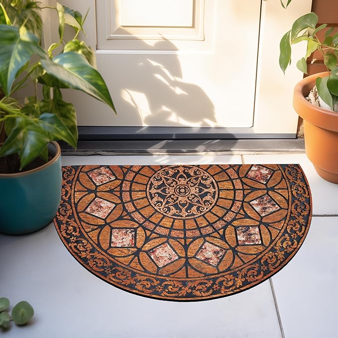 CHICHIC Entrance Door Mat Large 24 x 36 Inch Entry Way Doormat Front Door Rugs Outdoors Heavy Duty Welcome Mat Non Slip Rubber Back Low Profile for Garage, Patio, High Traffic Area, Orange-Ruum Studio Home