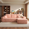 ovios 104" Cloud Sectional Couch with L-Shape Chaise,Modern Modular Sofa with Deep Seat, Upholstered Couches for Living Room Bedroom,No Assembly Required, Pink (Plush Corduroy Fabric)-Ruum Studio Home