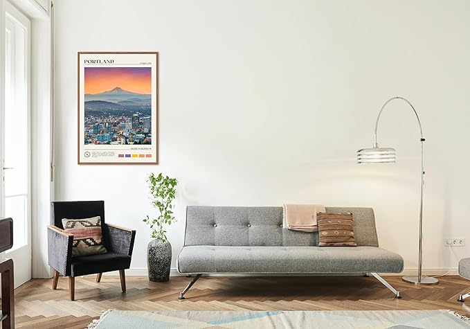 StudioUBILA Portland Wall Art Poster, Decorative Cityscape Landscape Art Prints, Home Decor Wall Art Print for Bedroom Living Room Kitchen Decorations, Unframed-Ruum Studio Home