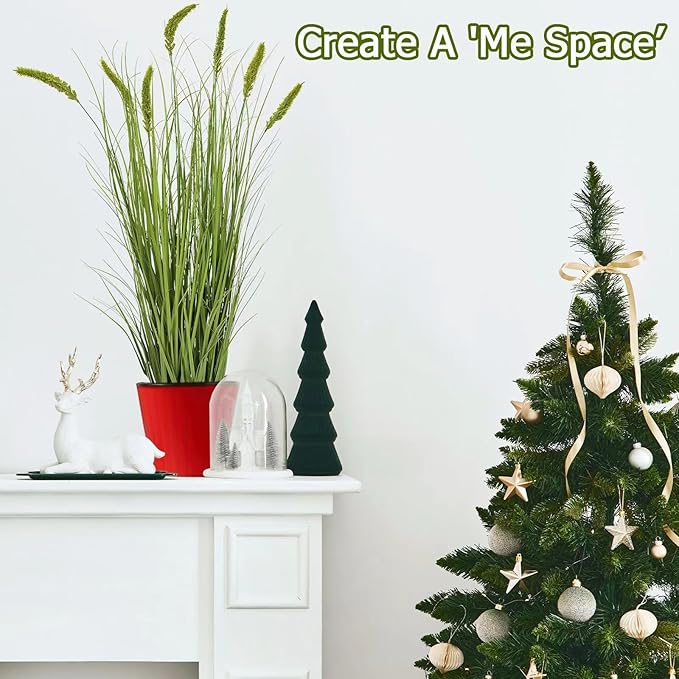 Green Onions Fake Plants,Artificial Plants Indoor, Fake Grass Decor Green Plant Fake Outdoor Flowers Fake Succulents,Artificial Tall Grass Plants with Pots House Decorative (47" 1 Pack)-Ruum Studio Home