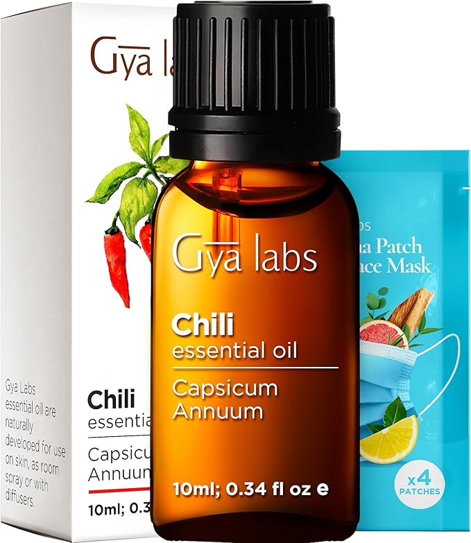 Gya Labs Chili Essential Oil for Hair Healthy - 0.34 Fl Oz - 100% Pure Natural Chili Oil for Skin, Diffusers, Candle Making Scent-Ruum Studio Home