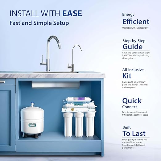APEC Water Systems ROES-PH75 Essence Series Top Tier Alkaline Mineral pH+ 75 GPD 6-Stage Certified Ultra Safe Reverse Osmosis Drinking Water Filter System with Extra High Capacity Filter Set Stage 1-3-Ruum Studio Home