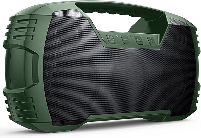 IPX7 Waterproof Bluetooth Speaker, 40W (60W Peak) Portable Wireless Speakers, 32H Playtime, Stereo Loud Sound, Deep Bass, Bluetooth 5.0, Built-in Mic for Camping, Party, Outdoor, Gifts, Beach-Green-Ruum Studio Home