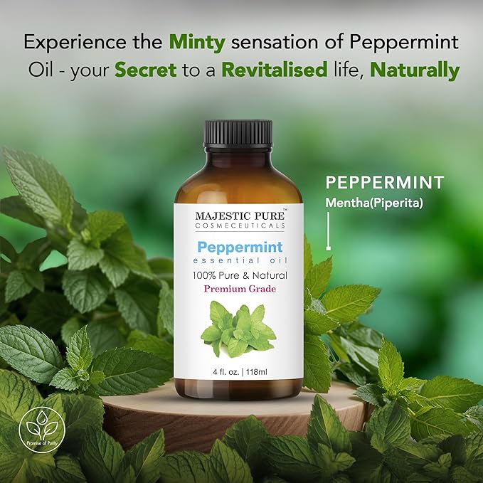 Majestic Pure Peppermint Essential Oil with Glass Dropper - 4 Fl Oz Pack of 2-100% Pure and Natural Peppermint Oil - Premium Grade Essential Oils for Diffuser, Aromatherapy, Soap and Candle Making-Ruum Studio Home