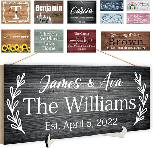 Custom Wood Sign Prsonalized Text Business Home Decor, Personalized Rustic Plaque Board Hanging Wooden Name Sign for Wall Art, Customized Signs Plank Decoration Gifts for Wedding Family Farmhouse Kitchen, Rectangle-Ruum Studio Home