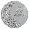 NAT & Jules Flower Blossom and Bud Floral Spray Dimensional Indoor Outdoor 12 inch Round Cast Resin Decorative Garden Stepping Stone, Patio, Walkway Sculpture Yard Art, in Loving Memory Stone Grey-Ruum Studio Home