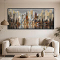 Framed Large Cityscape New York Wall Art Canvas Prints Abstract Brown City Theme Paintings Modern Canvas Wall Art for Living Room Pictures Wall Decor Bedroom Big Size 31x70-Ruum Studio Home