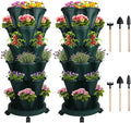 Vertical Planter 6 Tier Stackable Planters Garden Planters Strawberry Herb Flower and Vegetable Planter Indoor Outdoor Gardening Pots with Removable Wheels and Tools 2-Pack-Ruum Studio Home