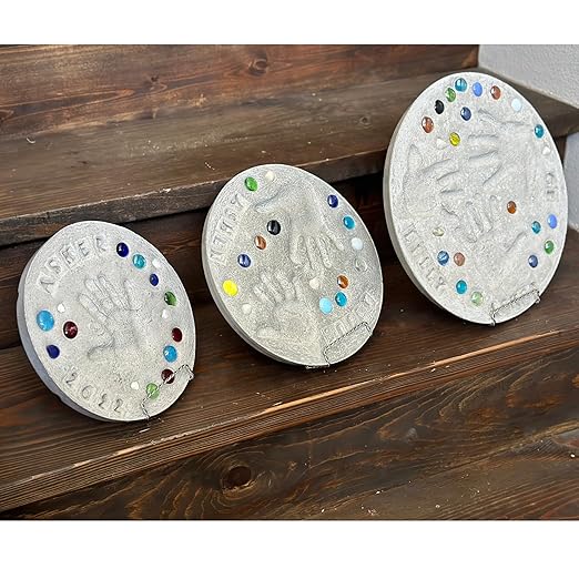 Large DIY Stepping Stone Kit, Handprint Stepping Stone, Mother's Day Gift, Footprint Stepping Stone (12 inch)-Ruum Studio Home