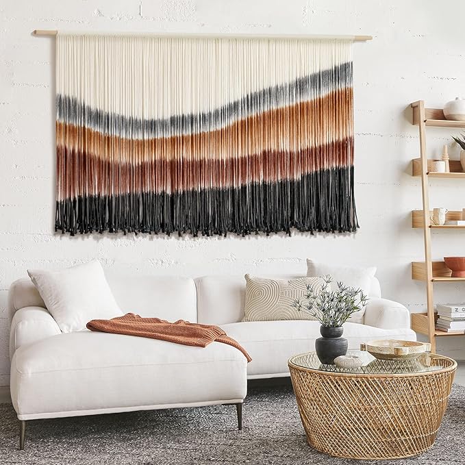 Flber Macrame Wall Hanging Macrame Wall Decor Large-Scale Tie-Dye Tapestry Living Home Room Wall Decor 57" Wx 35" L-Ruum Studio Home