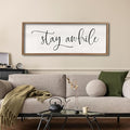 Stay Awhile Sign Wall Decor Sign 40"X15" Large Living Room Entryway Wood Framed Rustic Wall Decor for Vintage Farmhouse Foyer Hanging Lets Stay Home Wall Art (Wood)-Ruum Studio Home