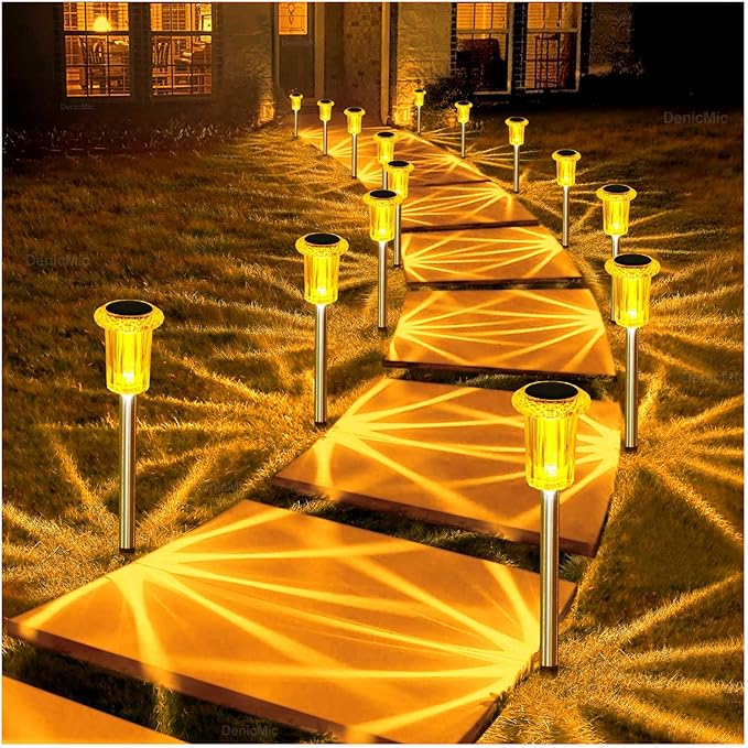 DenicMic Halloween Solar Lights Outdoor 10 Pack Orange LED Waterproof Yard Garden Patio Backyard Pathway Walkway Landscape Lawn Outside Fall Decorations Outdoor-Ruum Studio Home