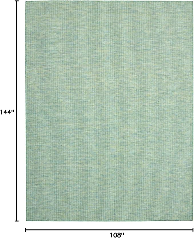 Nourison Positano Indoor/Outdoor Blue/Green 9' x 12' Area Rug, Easy Cleaning, Non Shedding, Bed Room, Living Room, Dining Room, Backyard, Deck, Patio (9x12)-Ruum Studio Home