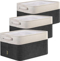 BALEINE 3 Pack Fabric Storage Bins for Shelves, Linen Storage Baskets for Organizing, Decorative Closet Bins for Clothes, Home (Black, 12"x8"x8")-Ruum Studio Home