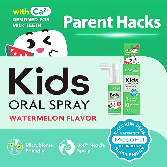 LAB52 Kids Oral Spray, Toddler Toothpaste Helper for Daily Oral Care and Fresh Breath, Children Approved with Fluoride Free for Newborn to Preschoolers, Xylitol Watermelon Flavor-Ruum Studio Home
