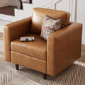 Faux Leather Oversized Accent Chair with Storage Deep Seat Single Sofa Large Reading Armchair for Living Room Bedroom Office Brown-Ruum Studio Home