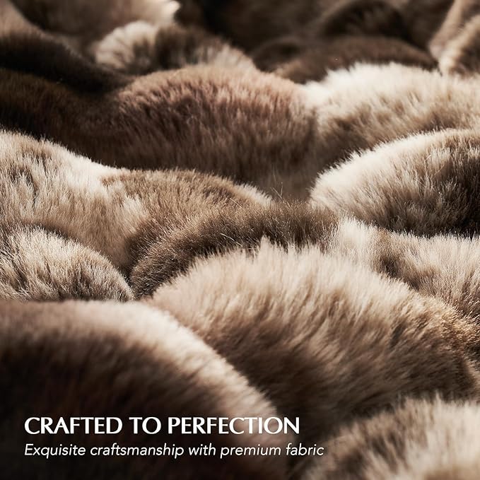 EVERGRACE Ultra Soft Luxury Fluffy Ridgeline Faux Rabbit Fur Throw Blanket, Thick Warm Bubble Throw for Bed, Cozy Plush Reversible Blankets for Couch, Chair, Sofa, Mocha Brown, 60x80 Inches, 870 GSM-Ruum Studio Home