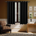 H.VERSAILTEX Black Blackout Curtain Blinds Kitchen Curtains Energy Smart Decoration Thermal Insulated Blackout Curtains for Bedroom/Small Window,2 Panels,Grommet,52 by 63 Inch-Ruum Studio Home