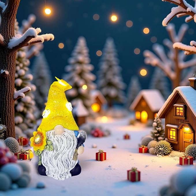 Garden Gnomes Outdoor Decor Solar Gnomes Statues with Butterfly Bee Sunflower Led Lighted Dwarf Outside Decorations for Yard Patio Lawn Ornaments Gifts for Women Mom-Ruum Studio Home