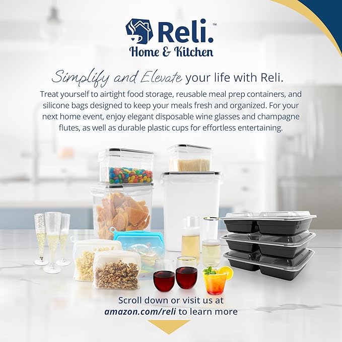 Reli. Airtight Food Storage Containers with Lids (16 Sets) | Kitchen Organizers and Storage Pantry Organizers | BPA Free Plastic Food Containers | Super Variety Pack w/Measuring Cup, 18 Labels, Pen-Ruum Studio Home