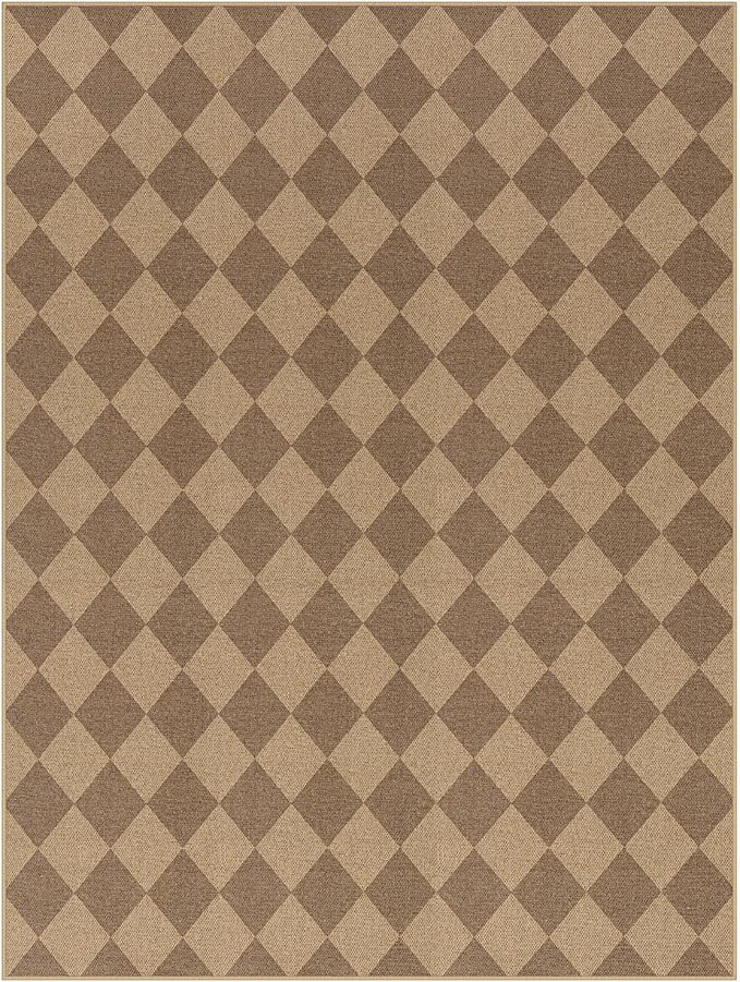 Lahome Checkered Easy Jute Rug, 9x12 Washable Dining Room Rug Indoor Outdoor Carpet, Farmhouse Neutral Non Slip Non Shedding Stain Resistance Floor Carpet for Patio Living Room Office-Ruum Studio Home